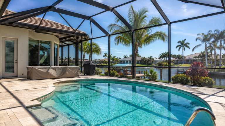 poolside view from the backyard