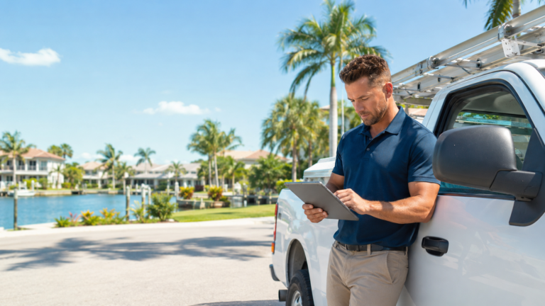 A Cape Coral contractor managing his payroll with Gusto