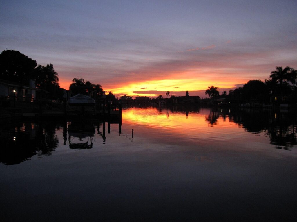 florida, nature, cape coral, channel, sunset